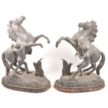 A pair of spelter Marly horses