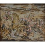 Georgian silk work panel, Battle scene,