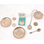 Curchill interest; silver pin dishes, medals