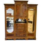 Edwardian inlaid mahogany triple wardrobe