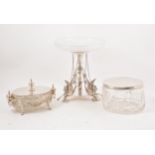 Victorian silver plated table centre and two boxes
