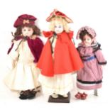 Three German bisque head dolls; Two Armand Marseille, and one other.