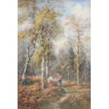 Willis Hudson, woodland scene with figures