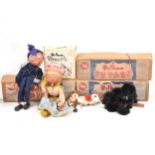 Pelham Puppets; four including black poodle, police man, girl and Muffin the Mule, all boxed.