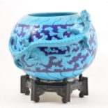 A Worcester Chinese inspired dragon bowl and stand,