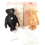 Two Modern Steiff teddy bears; Bar 28 OB 1904 and 2008 black mohair
