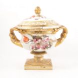 19th Century Derby pedestal tureen, damaged