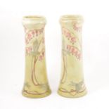 Alice Budden for Doulton Burslem, a pair of Faience vases, Bleeding Heart design.