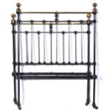 Victorian brass and iron bed frame, width 97cm, height 127cm.