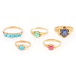 Five gemset dress rings