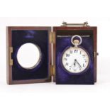 Silver plated pocket watch, cased