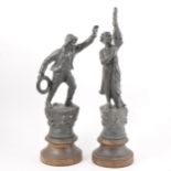 Pair of Edwardian painted spelter figures