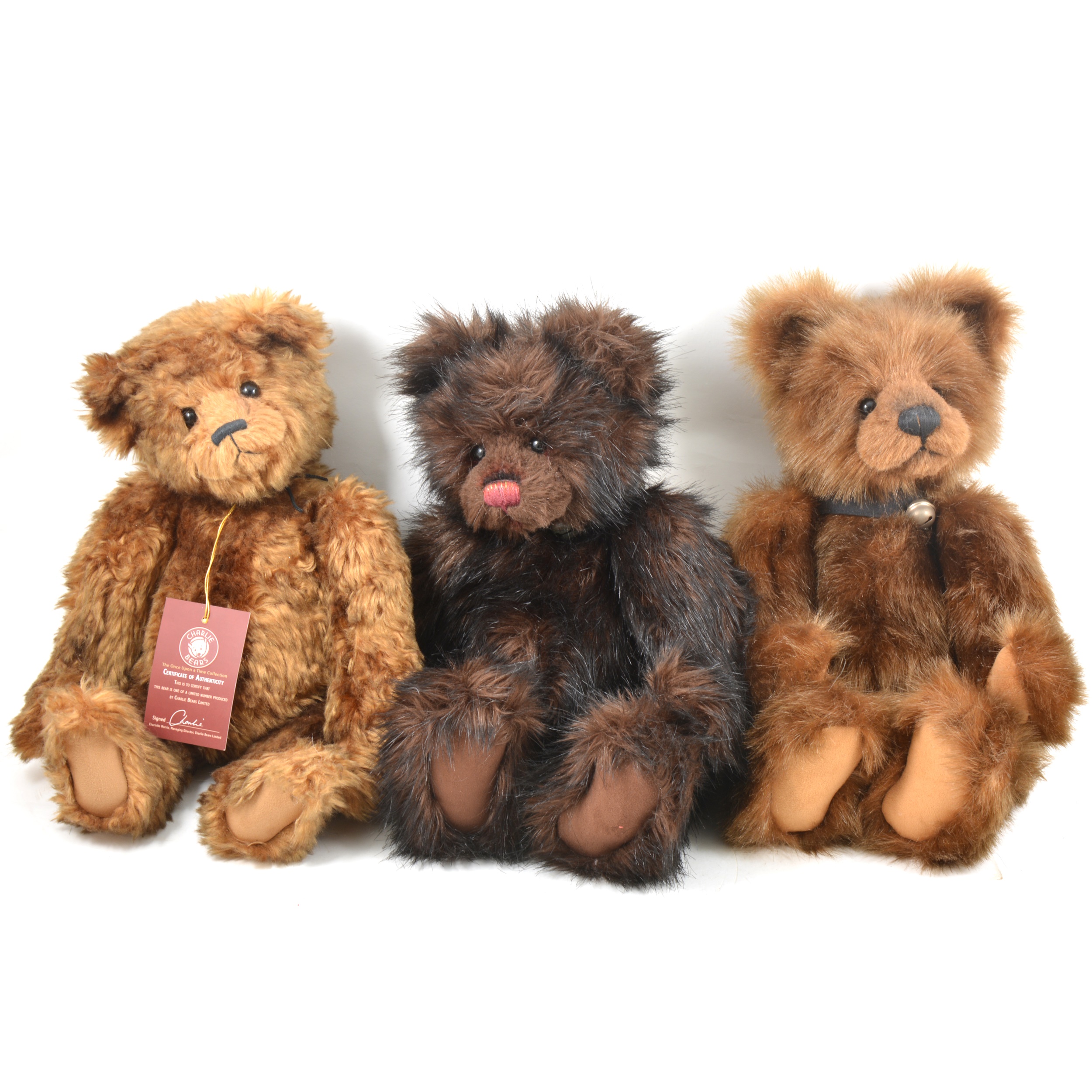 Charlie Bears; three Anniversary bear including Edward, Jack, Daniel, all with tags.