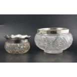 Two Edwardian silver-mounted cut glass bowls