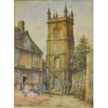 English School, Blockley Church, watercolour