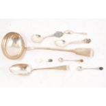 Silver ladle and small cutlery