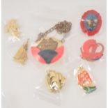 Fourteen novelty vintage bakelite and ivorine brooches with a nautical theme, 1930's-50's
