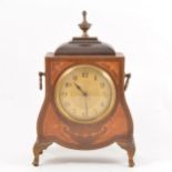 Edwardian inlaid mahogany mantel clock