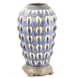 A coloured glass leaded light table lamp base in the style of Tiffany, 43cm