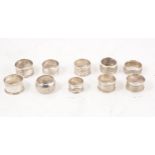 Ten silver napkin rings.