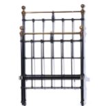 Victorian brass and iron bed frame, width 94cm, height 147cm.