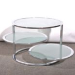 Chrome and glass metamorphic side table, after Milo Baughman