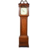 Oak longcase clock, dial signed Penistone, Horncastle