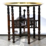 Brass topped occasional table, folding base