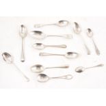 A collection of silver tea and coffee spoons.