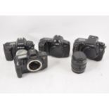 SLP film cameras; four including Canon EOS RT, Canon EOS-1N, Canon EOS5, Nikon F90