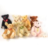 Modern Steiff teddy bears; seven Margarette Steiff Museum bears, 1998 to 2004, all with tags, all