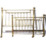 Victorian brass bed frame, width 157cm, height 141cm.