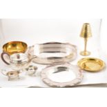 Silver plated oval gallery tray, etc