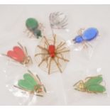 Sixteen vintage spider and bug brooches, mostly 1930's Czechoslovakia factories,