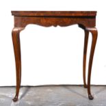 1940's burr walnut card table,