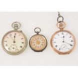 Waltham - A gold-plated open-faced pocket watch, and two other pocket watches.