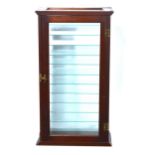 A free-standing glazed mahogany display cabinet suitable for collections or antique fairs