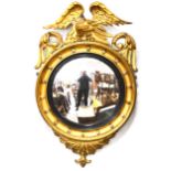 Regency gilt gesso convex wall mirror