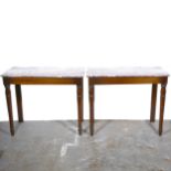 Pair of marble topped console tables