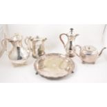 A collection of silver-plated wares, teasets, entree dishes, salver.