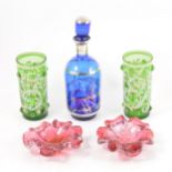 A collection of decorative glass,