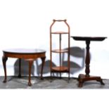 Victorian mahogany tripod table, coffee table and a cake stand