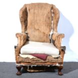 Queen Anne style wing back easy chair