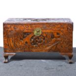 Singapore carved camphor wood box