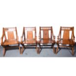 Set of four Victorian oak Glastonbury chairs, conceivably designed by A. W. Pugin