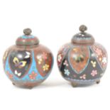 Pair of small Japanese cloisonne vases