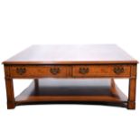 Brights of Nettlebed walnut and burr walnut coffee table,