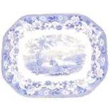 Two Victorian blue and white printware meat plates