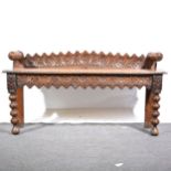 Victorian oak hall bench.