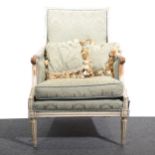 A Louis XV painted bergere armchair